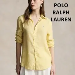 極美品 現行モデル ポロラルフローレン リネンシャツ ポニー刺繍 ゆったりめ