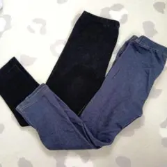 黒とデニムのユニクロレギンス 2点セット100