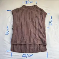 薄紫色リブ編みニットベスト