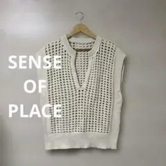 SENSE OF PLACE★ベスト ホールメッシュ キーネック ニットベスト