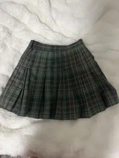 チェック柄 プリーツミニスカート グリーン