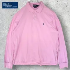 希少XXLポロバイラルフローレン長袖ポロシャツスリムフィット刺繍ロゴ鹿の子