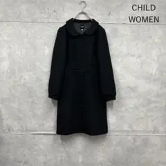 CHILD WOMEN 丸襟 くるみボタン デザイン ウールコート N2193のサムネイル