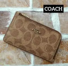 COACH　コーチ　スモール Lジップ カード ケース シグネチャー キャンバス