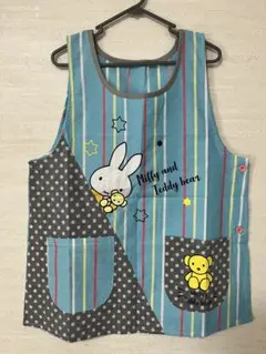 ★G166★新品　ミッフィー　&テディ斜め切り替え　エプロン　ショット丈