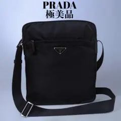 極美品 PRADA 斜め掛け ショルダーバッグ ブラック プラダ レザー