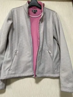 adidasグレー 六角形パターン 裏フリースジャケット