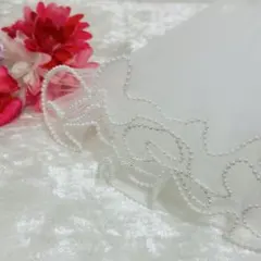 パール付きチュール　レース　ラッピング アレンジメント 約3M×2枚（6M)