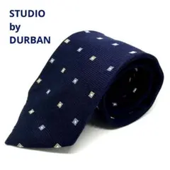 STUDIO by DURBAN ネクタイ　紺色　小紋柄　シルク100% 日本製