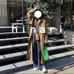 hinari ブラウン ロングコート ノーカラー スプリングコート　トレンチ