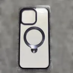 紫色 パープル　iPhone 14ProMaxクリアケース リング付き