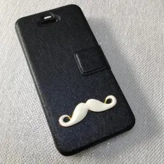 iPhone5C用 ケース 手帳型シルキー ヒゲ ブラック