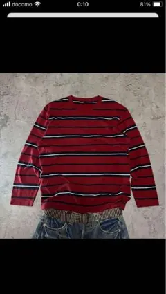 赤と黒のストライプ長袖カットソー OLD UNIQLO