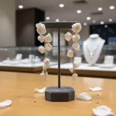 フラワー パール ロングイヤリング 大ぶり 結婚式 前撮りウェディング