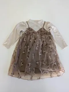 ブラウン系刺繍キッズドレス 100cm　菅１６のサムネイル