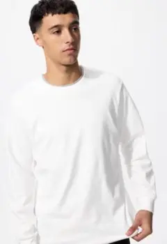 【新品】ユニクロ ソフトタッチクルーネックTシャツ/長袖 M 白