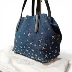 正規品 ジミーチュウ デニム ハンドバッグ 星 スター スタッズ 保存袋付きのサムネイル