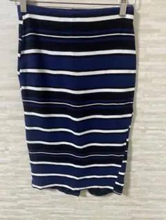 ZARA ネイビー ホワイト ボーダー タイトスカート