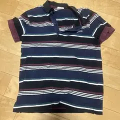 LACOSTE LIVE ポロシャツ ネイビー ストライプ サイズ3