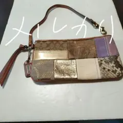 COACH パッチワークポーチ ブラウン系