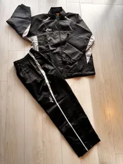 ★美品★asics セットアップ 隠しフード付き ウィンドブレーカー ブラック