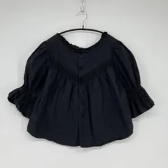 NICE CLAUP ナイスクラップ ブラック フリルブラウス Fサイズ