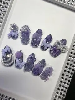 紫 ネイルチップ 短 量産型 地雷系 平成女児 パープル 推し活 現品限り