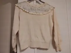 MAJESTIC LEGON フラワーチュールフリルニット M