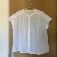 無印良品　レディース　フレンチスリーブブラウス M〜L 白　婦人　綿100%