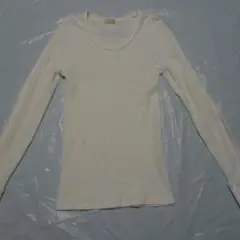 美品◆ナノユニバース Ｃネック長袖Tシャツ 白 Ｌ◆カットソー