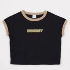 MOUSSY リンガーTシャツ 半袖 ショート丈 ブラック　黒のサムネイル