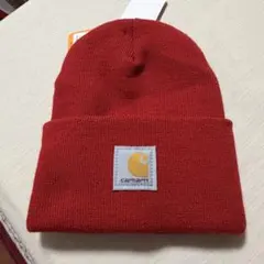 新品未使用：Carhartt 赤、レッド、ニット帽（ビーニー）、ユニセックス