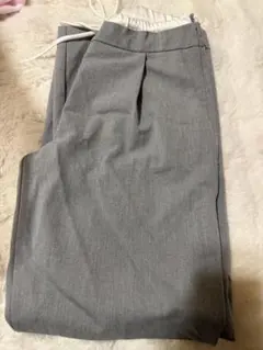 ZARA グレーワイドパンツ　ドローストリング付き