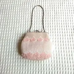 ビーズ刺繍 ピンク 和装用バッグ　女児　レトロ　美品