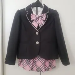 黒とピンクのチェック スーツ・ブレザー セット130cm