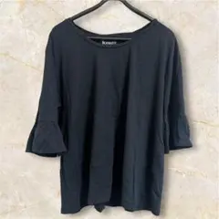 一点物❗️ROAMAN'S【22/24(1X)】トップス 5分丈袖ブラック黒
