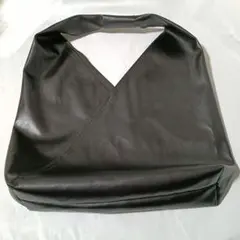 ノーブランド トライアングル 三角トート バッグ 合皮 黒 シンプル A4可◎