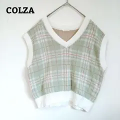 COLZA チェック柄 バイカラー ニットベスト