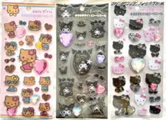 【国内正規品】　3枚セット　ラインストーンシール　キティ　クロミ