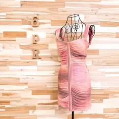 【ザラ】チュール ミニ ドレス ワンピース ぼかし グラデーション S ピンク