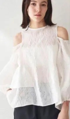 ウィムガゼット　オーガンジー　オフショル　ブラウス　ホワイト noble