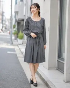 ハグオーワー＊リネンオーバーダイシャツカラーワンピース＊新品タグ