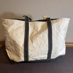 80s ジップトップ 紺　ネイビー トートバッグ LLBEAN レザーハンドル ビッグサイズ 80s～90s L.L.Bean ジップ トートバッグ ネイビー
