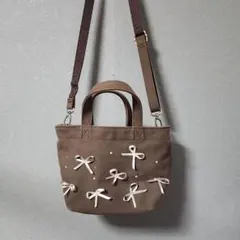 TOCCAのミニトートバッグポシェットショルダーリボンブラウン2way