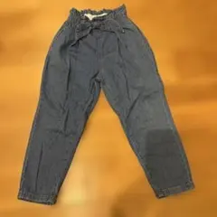 の*ん様 デニムテーパードパンツ ウエストリボン付き