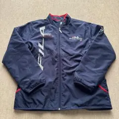 人気Lサイズ FILA ナイロンジャケット 裏フリース 紺 フィラ