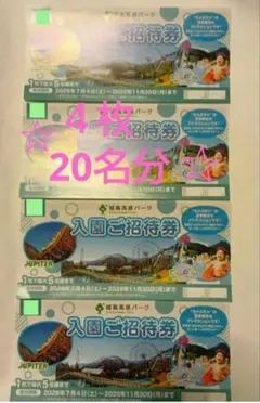 【即日発送】城島高原パーク★入園無料券★２0名まで無料 大分　遊園地　チケットのサムネイル