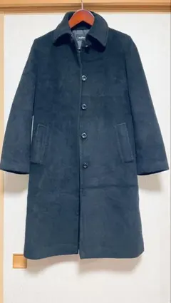 アンゴラ　ウール　ロングコート　黒