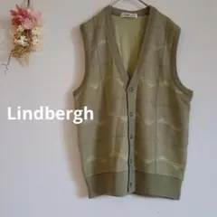 リンドバーグ チェック ニット ベスト【L】Vネック ハイゲージ 日本製