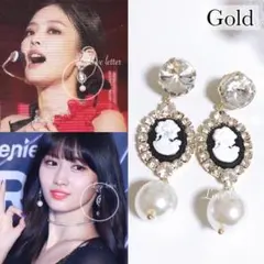 No.482 アンティークカメオパールピアス 韓国 量産型 地雷 ジェニ着用